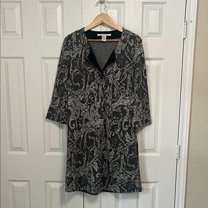 Diane Von Furstenberg Black and Gray Knit Dress with pockets